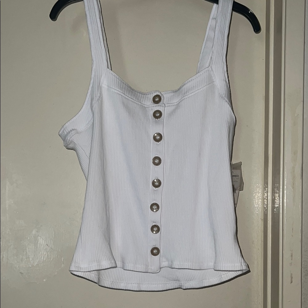 Free People White Fitted Sleeveless Tank Top